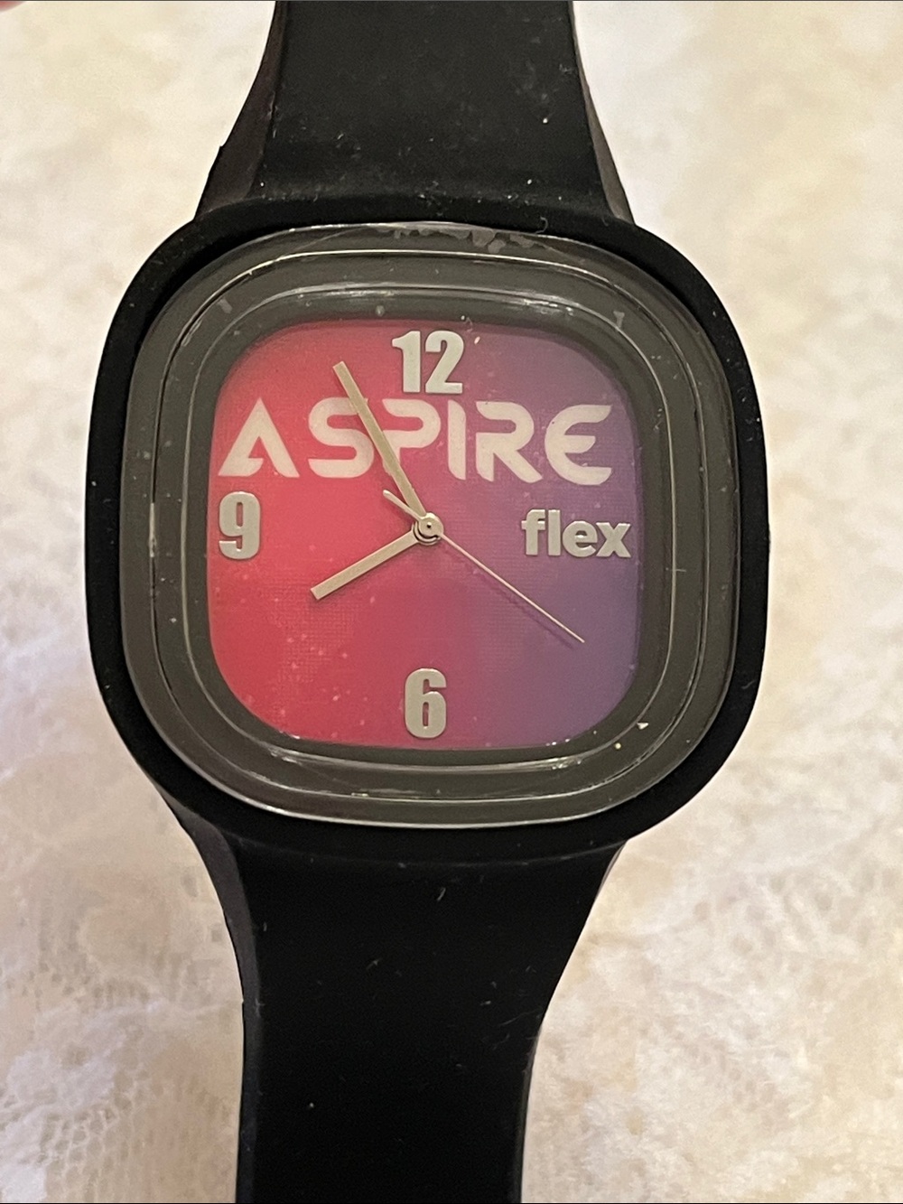 Aspire Flex Black Silicone Watch with Pink to Purple Gradient Dial